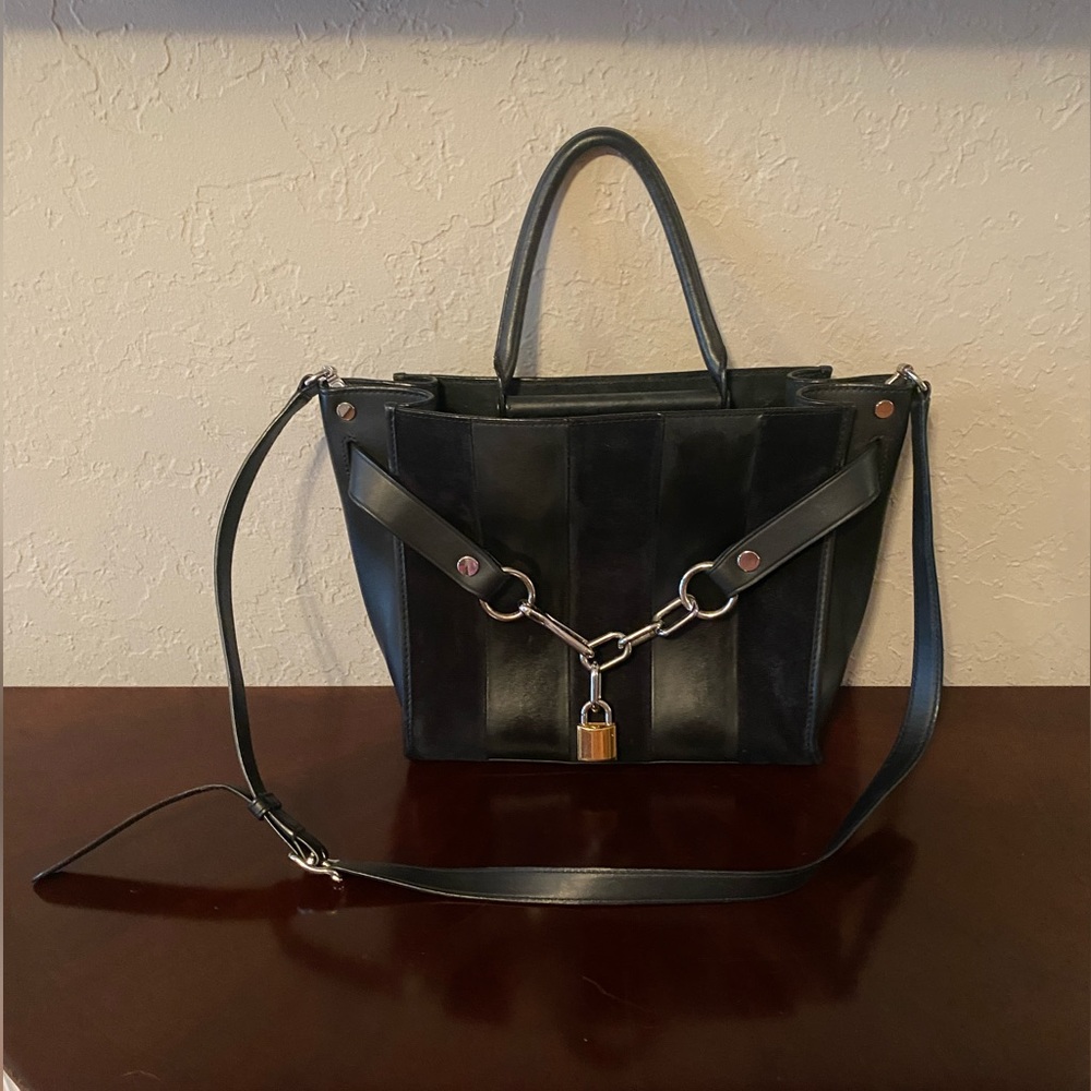 Alexander Wang Large Attica Crossbody Bag, Leather Suede Front Chain Lock $895 - Picture 2 of 11